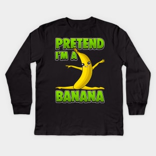 Funny Pretend I'm A Banana Gymnast Kids Long Sleeve T-Shirt